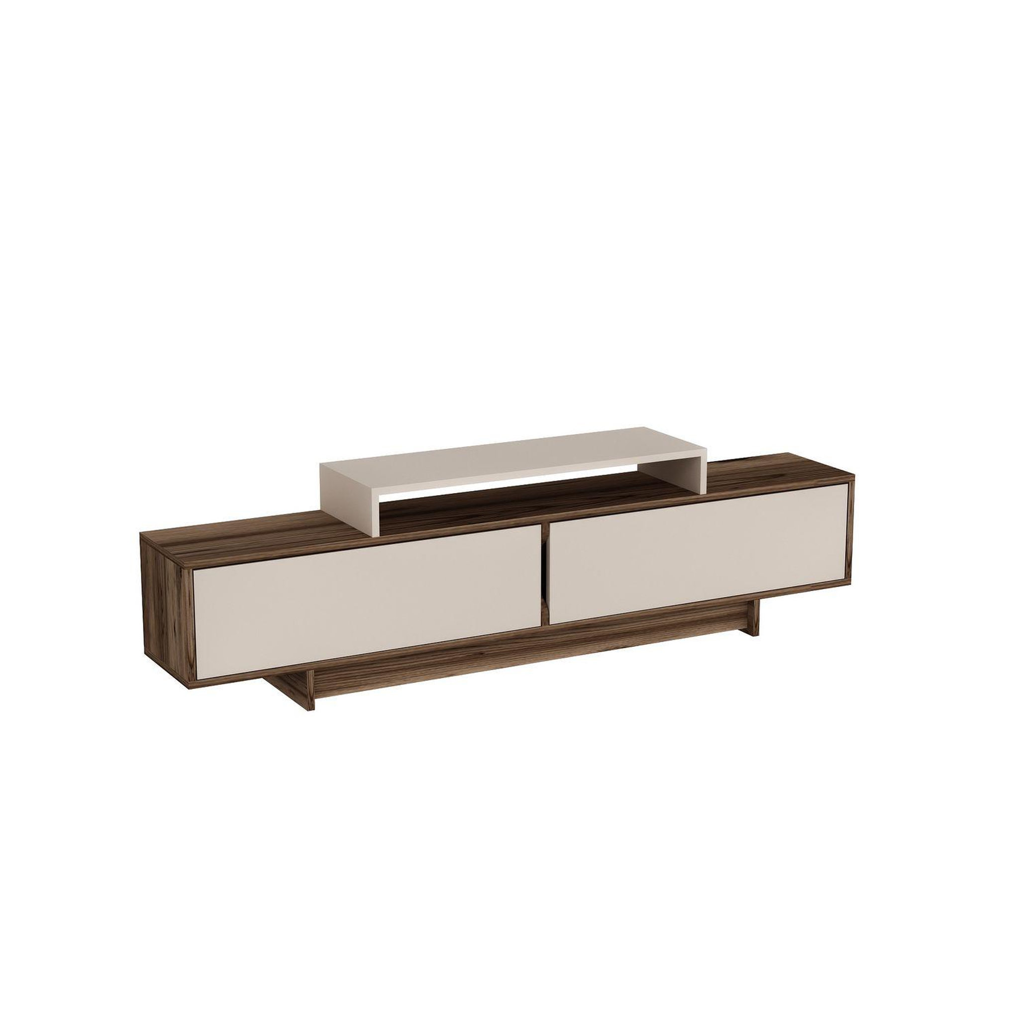 TOILINUX Meuble tv 2 portes basculantes et 1 niche noeline - beige