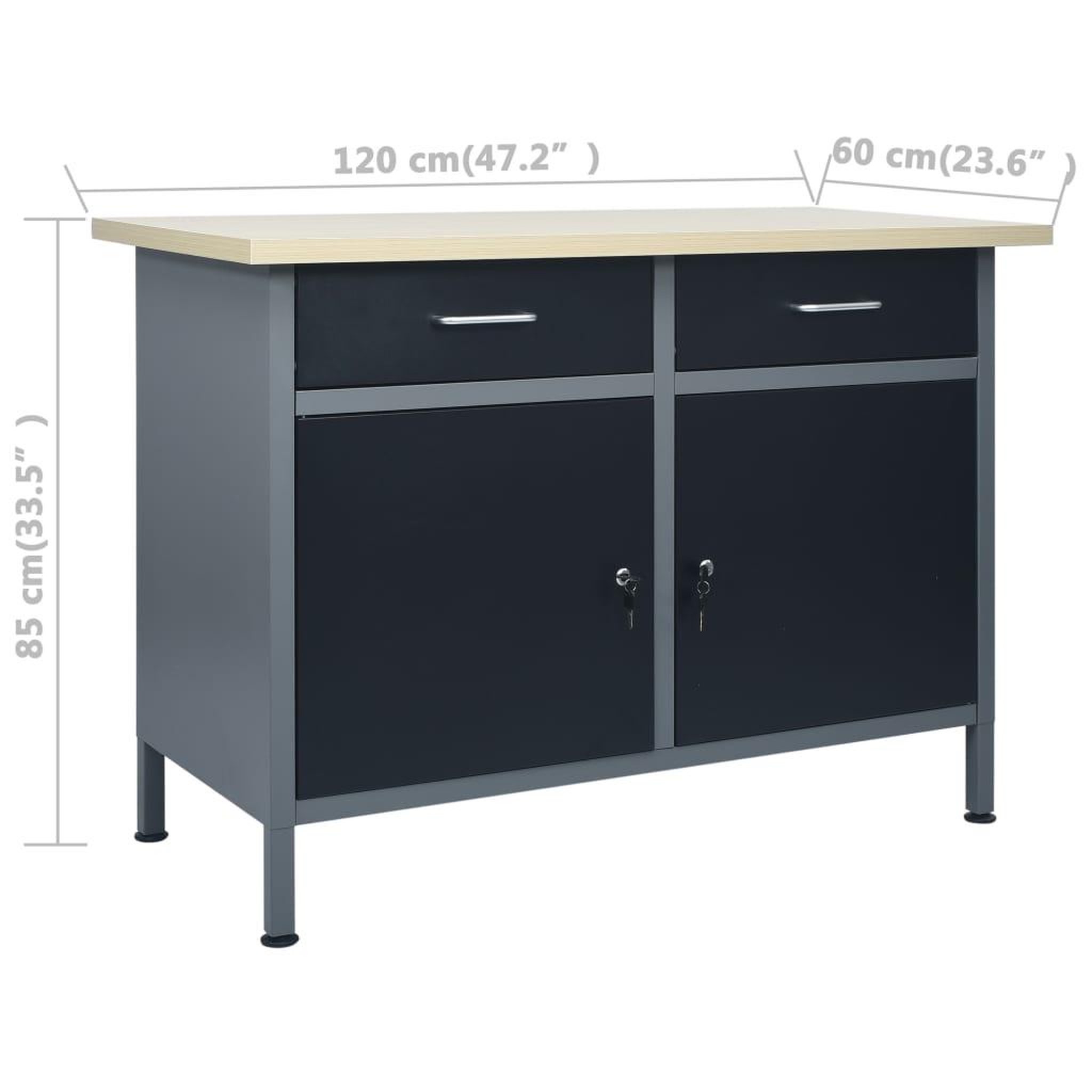 Voir la diapositive 6 : VIDAXL Etabli Noir 120x60x85 cm Acier