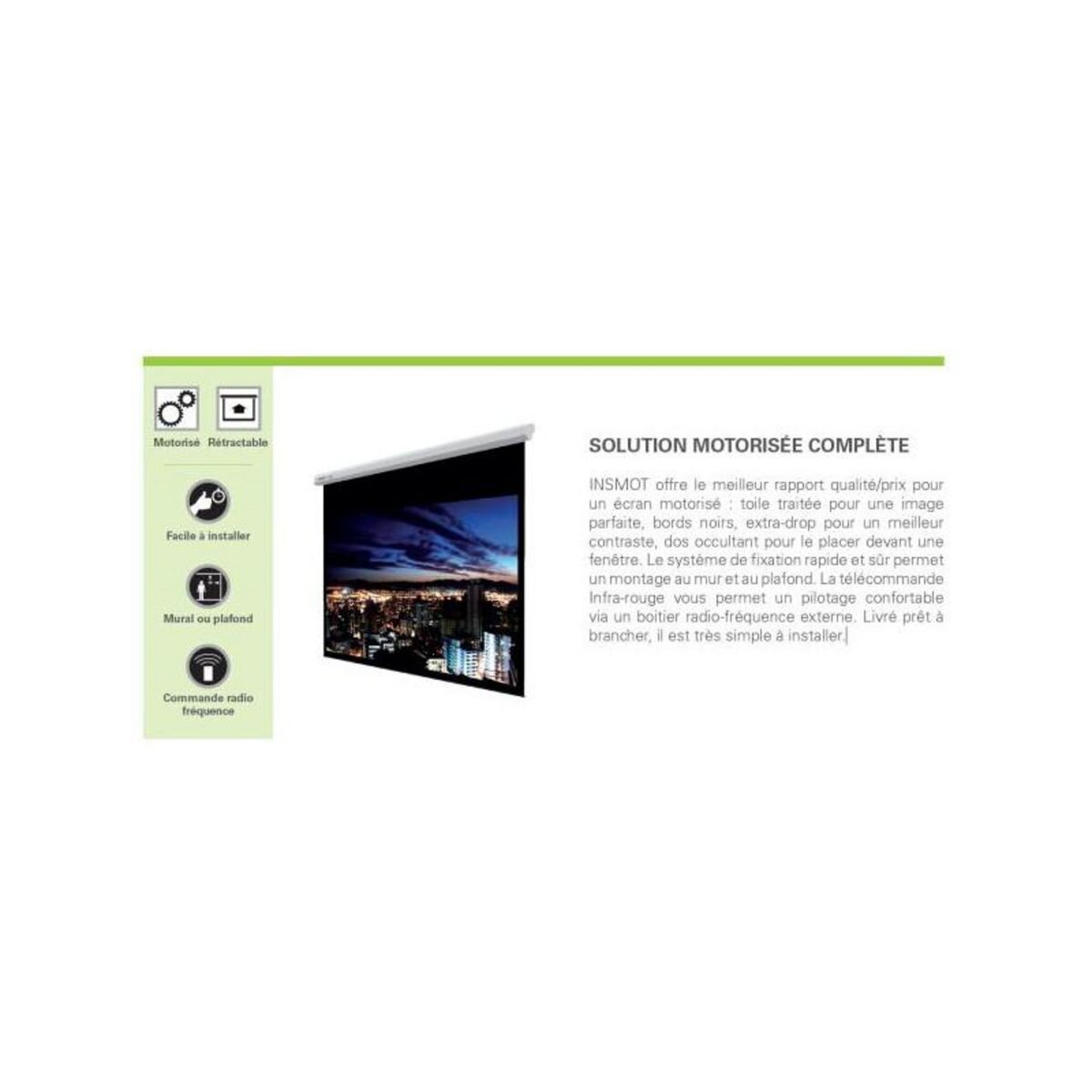 Ecran vidéoprojection INSTAAL MOT SCREEN 240V  4:3 240*180  REM.CONTROL INSTALL - INSMOT240V3