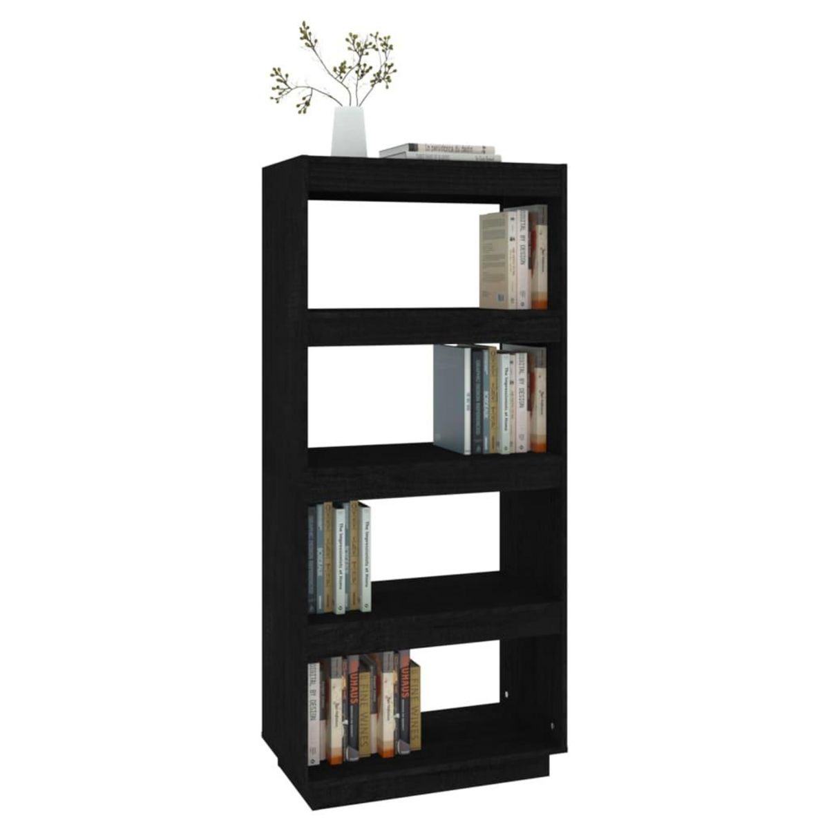 VIDAXL Bibliotheque/Separateur de piece Noir 60x35x135 cm Pin massif