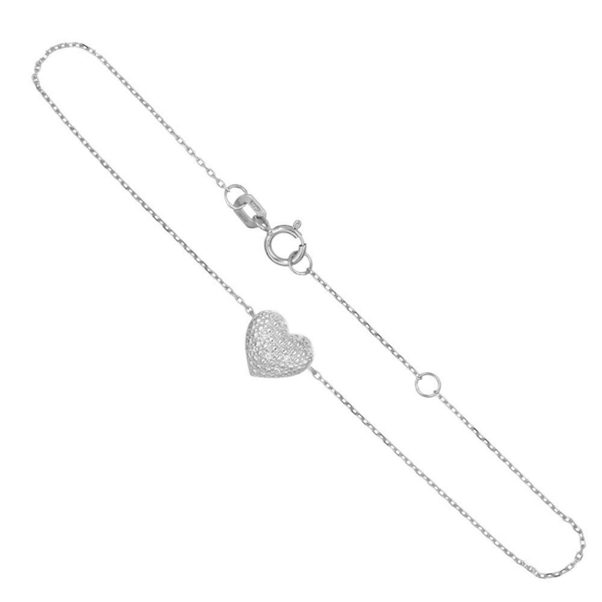 L'ATELIER D'AZUR Bracelet Or Blanc et Diamants - Motif Coeur