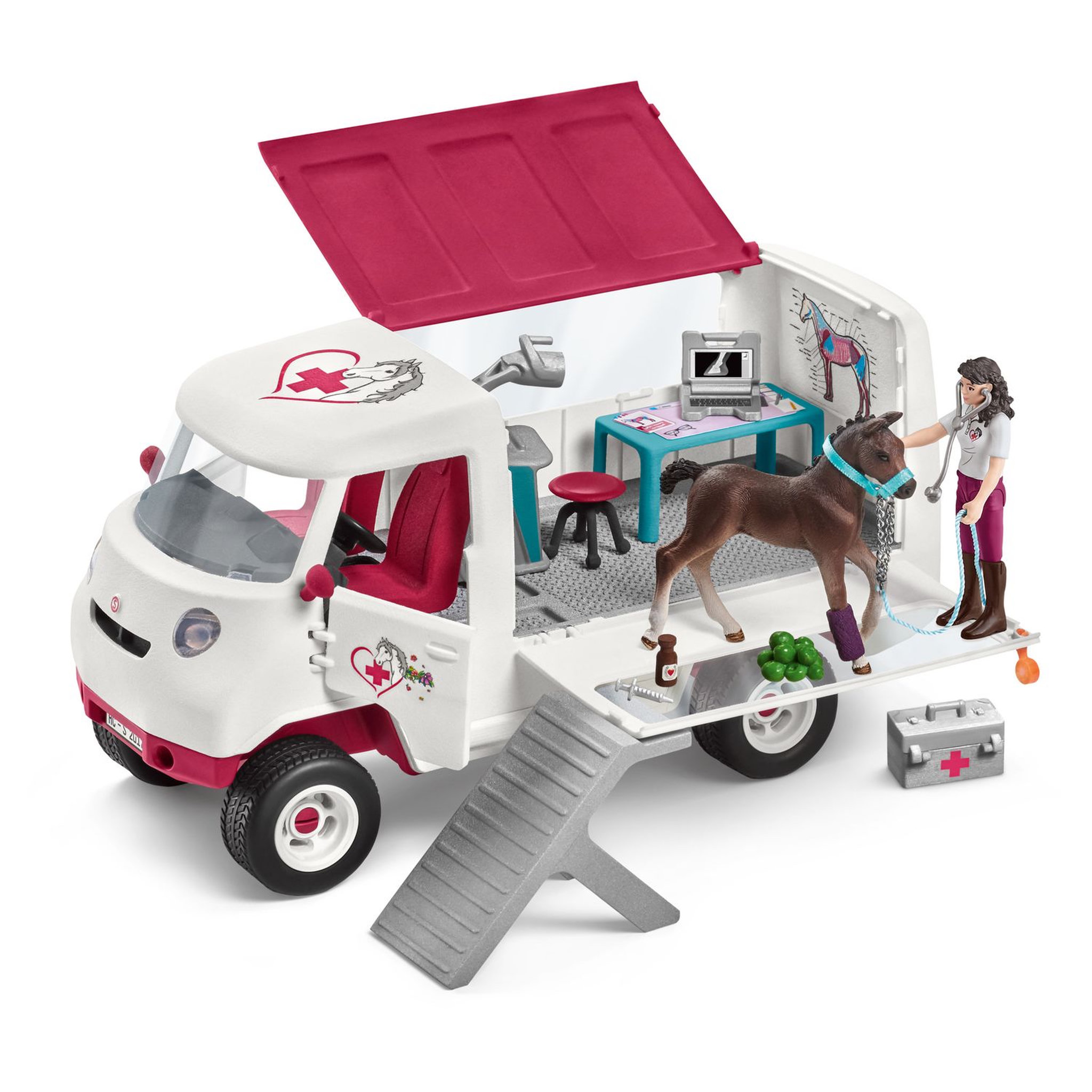Voir la diapositive 2 : Schleich VETERINAIRE MOBILE AVEC POULAIN HANOVRIEN