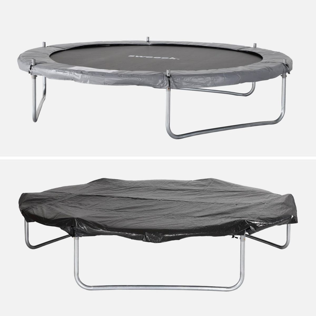 SWEEEK Trampoline 250 cm – Galaxie avec filet de protection, bâche, filet pour chaussures, kit d'ancrage