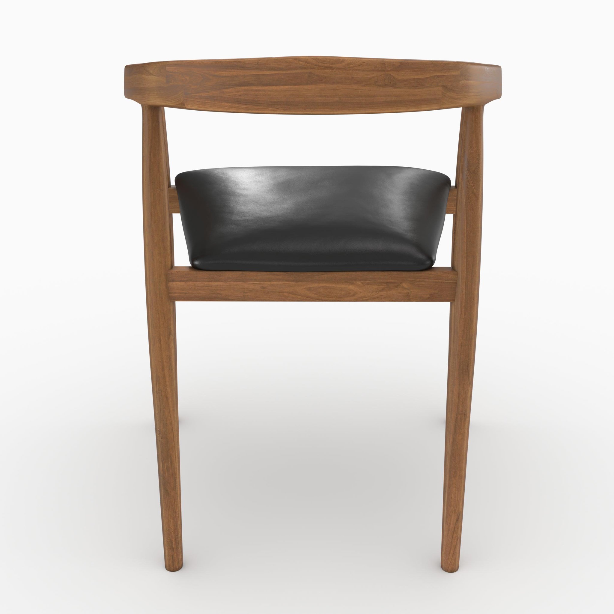 Voir la diapositive 5 : MAISON PAVANE Lot de 2 chaises empilables en bois de teck vernis, assise en cuir-bali