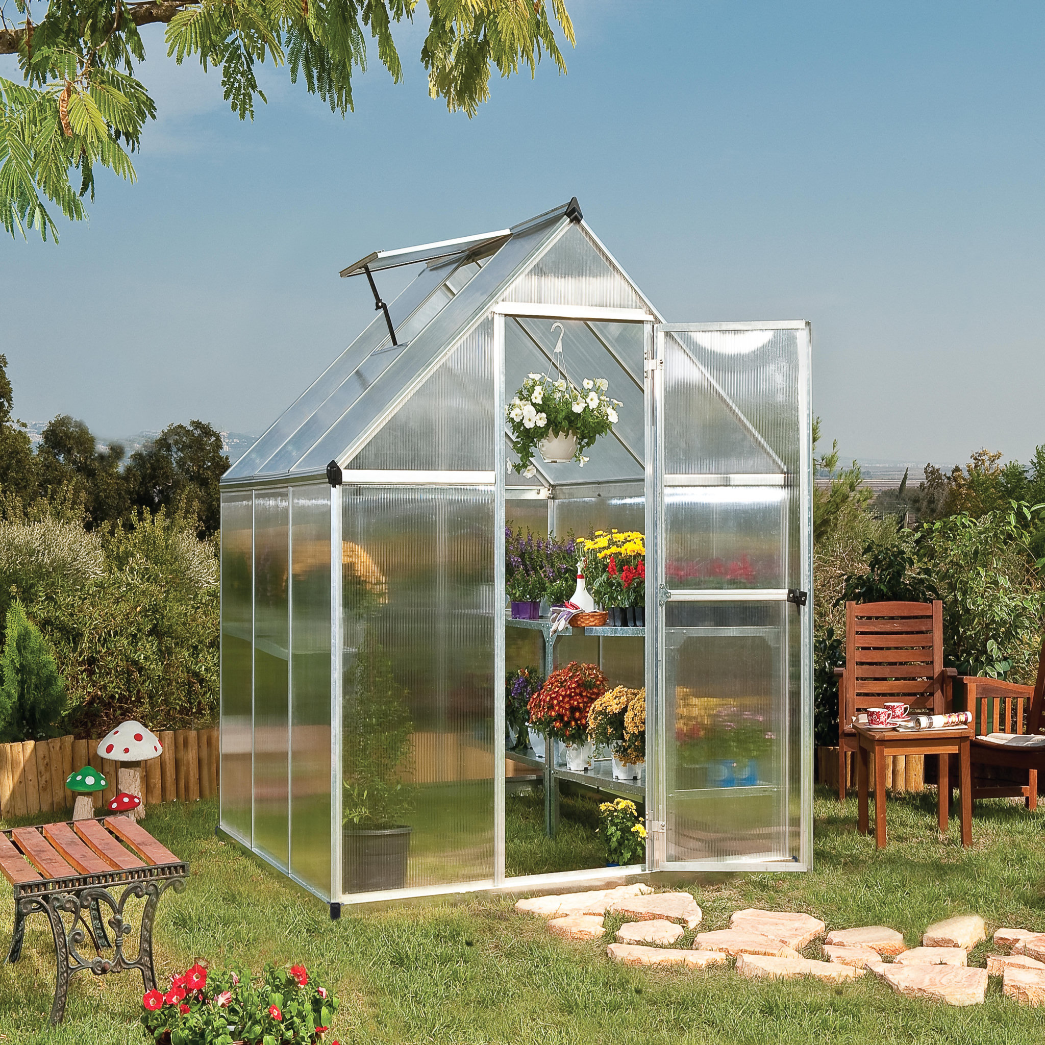 Voir la diapositive 2 : Canopia by PALRAM Serre de jardin - Polycarbonate - 3,4m² - MYTHOS