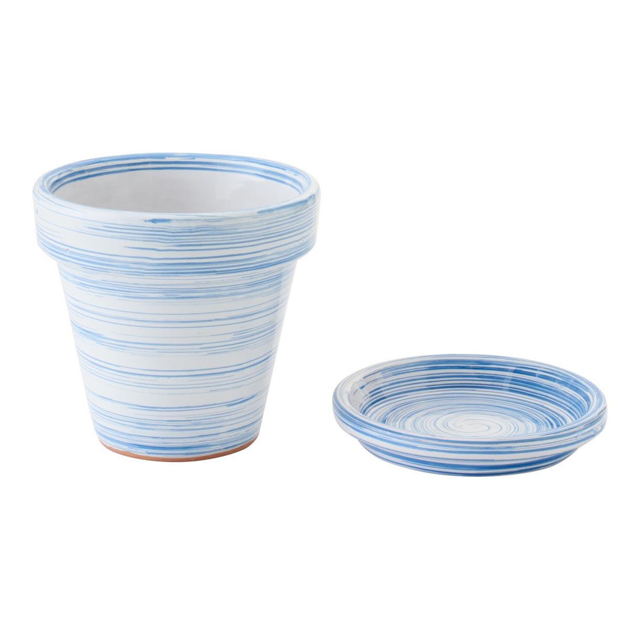 Voir la diapositive 2 : J-LINE Cache-pot avec soucoupe  julio  21cm bleu