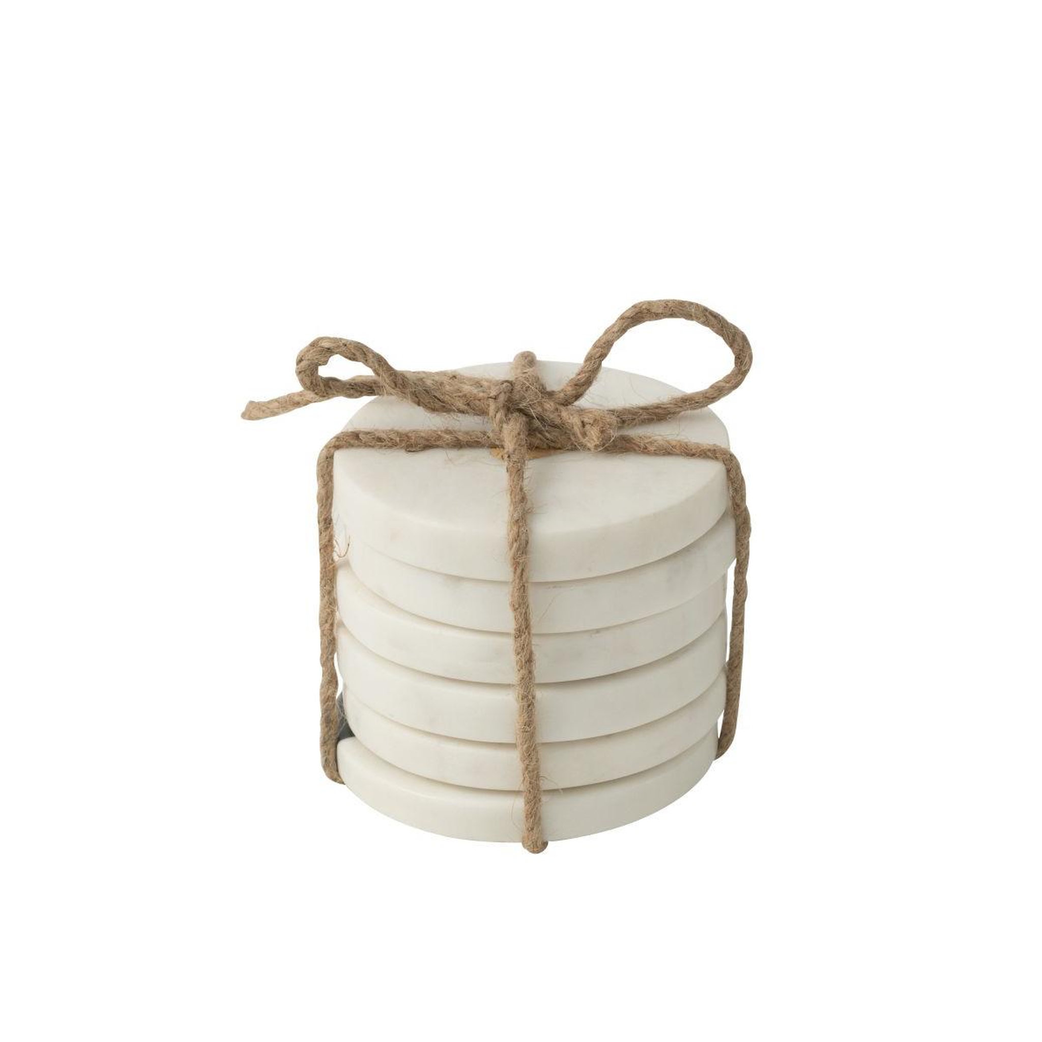 Voir la diapositive 4 : J-LINE Lot de 6 dessous de verre en marbre  marci  10cm blanc