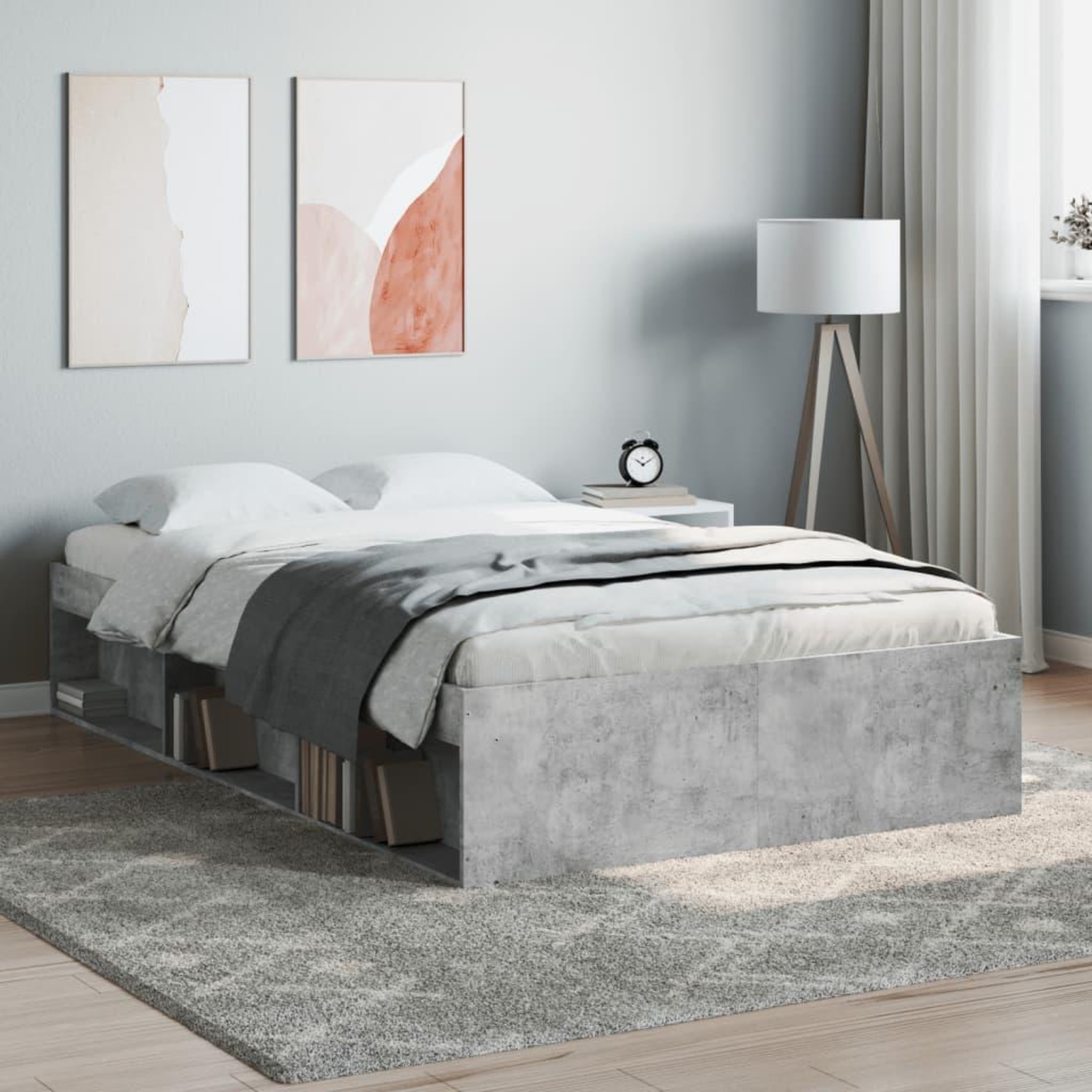 VIDAXL Cadre de lit sans matelas gris beton 120x200 cm
