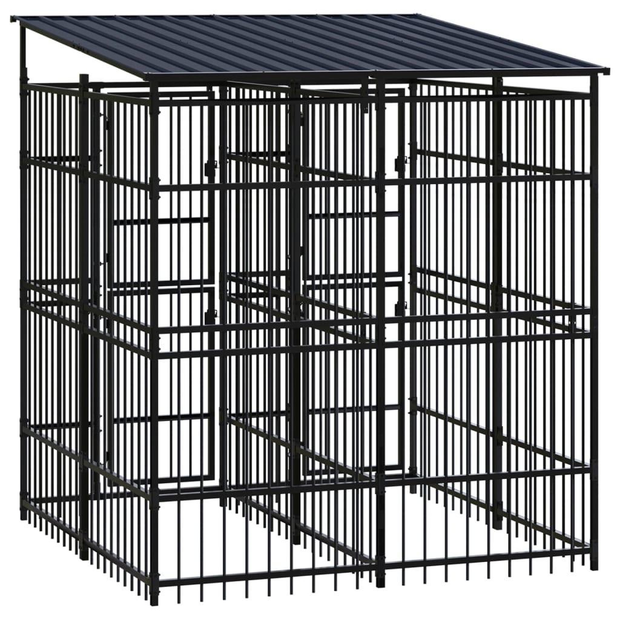 Voir la diapositive 4 : VIDAXL Chenil d'exterieur avec toit pour chiens Acier 3,69 m²