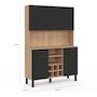 Voir la diapositive 5 : ID MARKET Buffet de cuisine 120 CM CINA 5 portes + tiroirs + range-bouteilles façon hêtre et noir