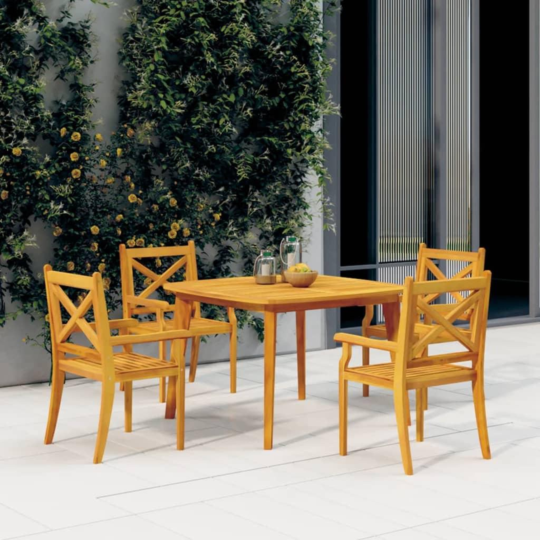 Voir la diapositive 1 : VIDAXL Table de jardin 110x110x75 cm Bois d'acacia solide