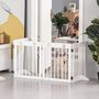 Voir la diapositive 2 : PAWHUT Barrière de sécurité pour animaux - barrière modulable pliable 4 panneaux - motif patte - 2 pieds support - bois de pin blanc