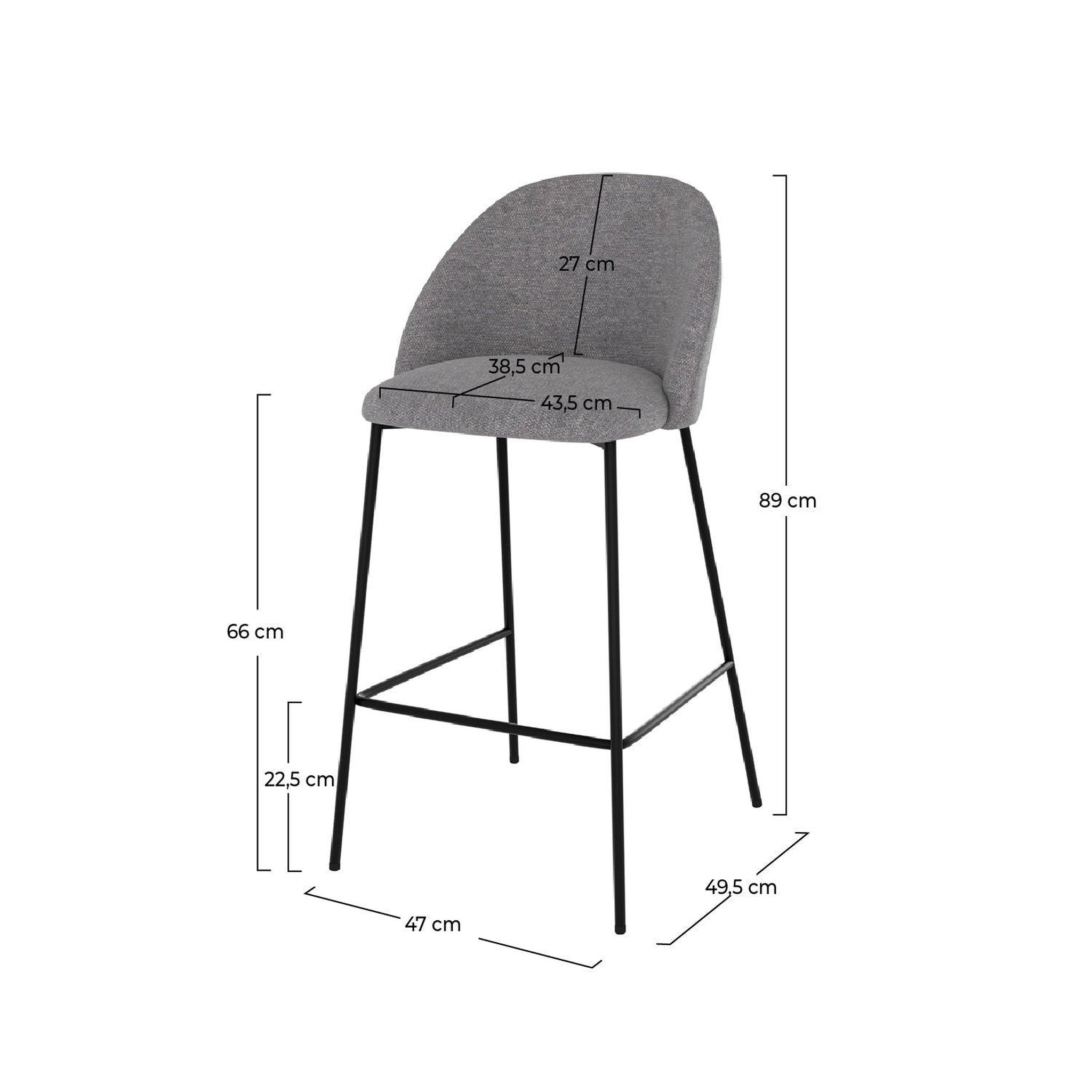 Voir la diapositive 4 : MAISON PAVANE Lot de 2 chaises pour îlot central 66 cm en tissu chiné gris foncé-karl