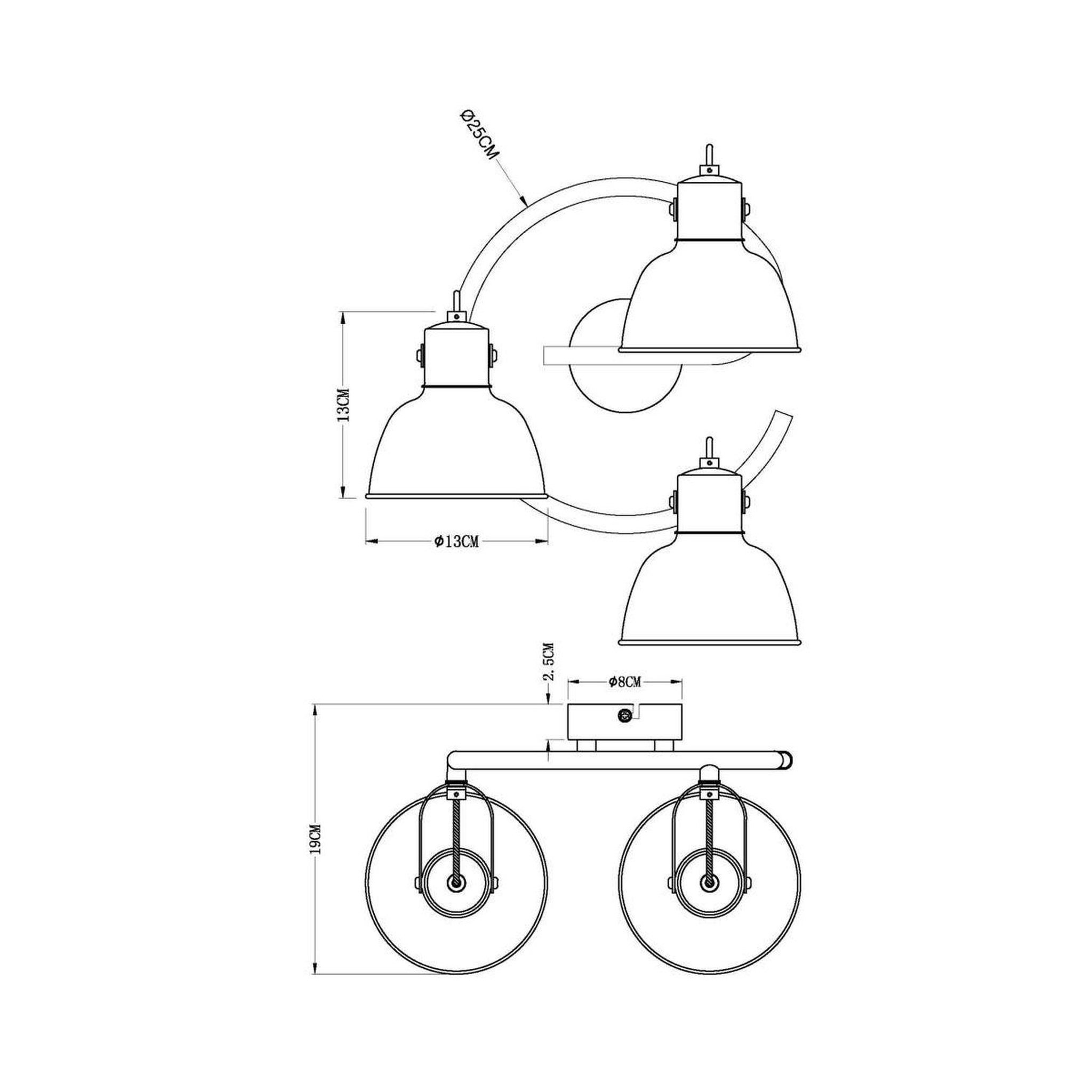 Voir la diapositive 5 : GLOBO Plafonnier rond design industriel fillo - noir et doré