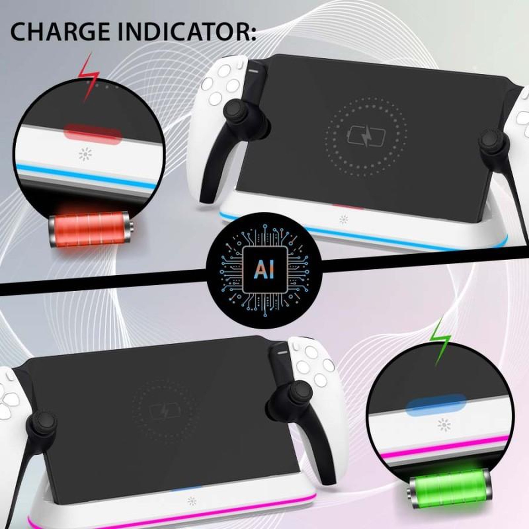 Voir la diapositive 4 : Subsonic Subsonic - Chargeur PS portal Led - accessoire support station de recharge led rvb pour PS portal
