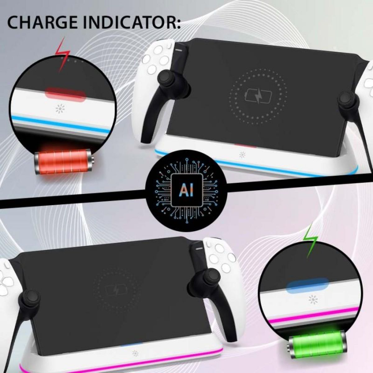 Subsonic Subsonic - Chargeur PS portal Led - accessoire support station de recharge led rvb pour PS portal