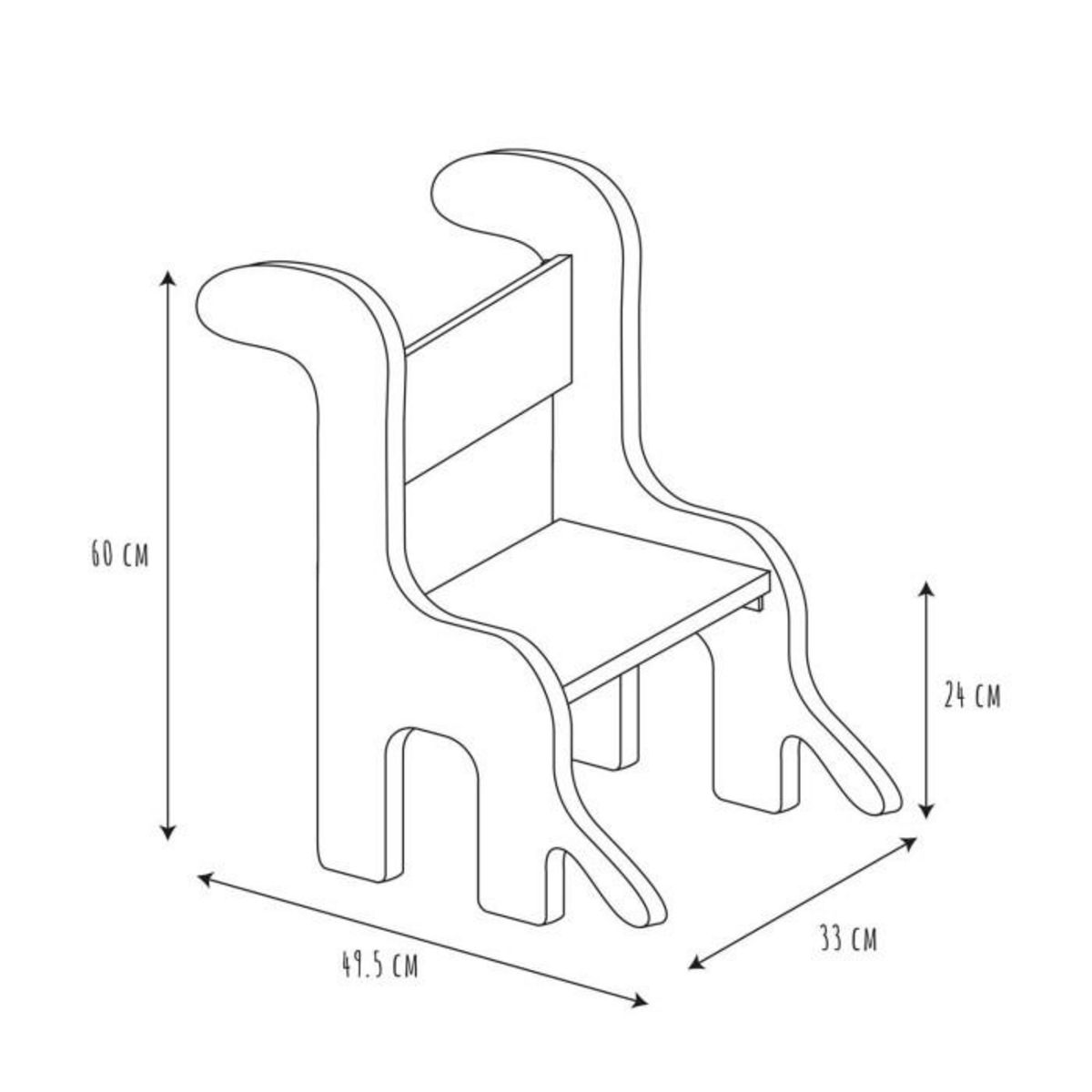 Paris Prix Chaise Enfant Design  Dino  60cm Gris & Naturel