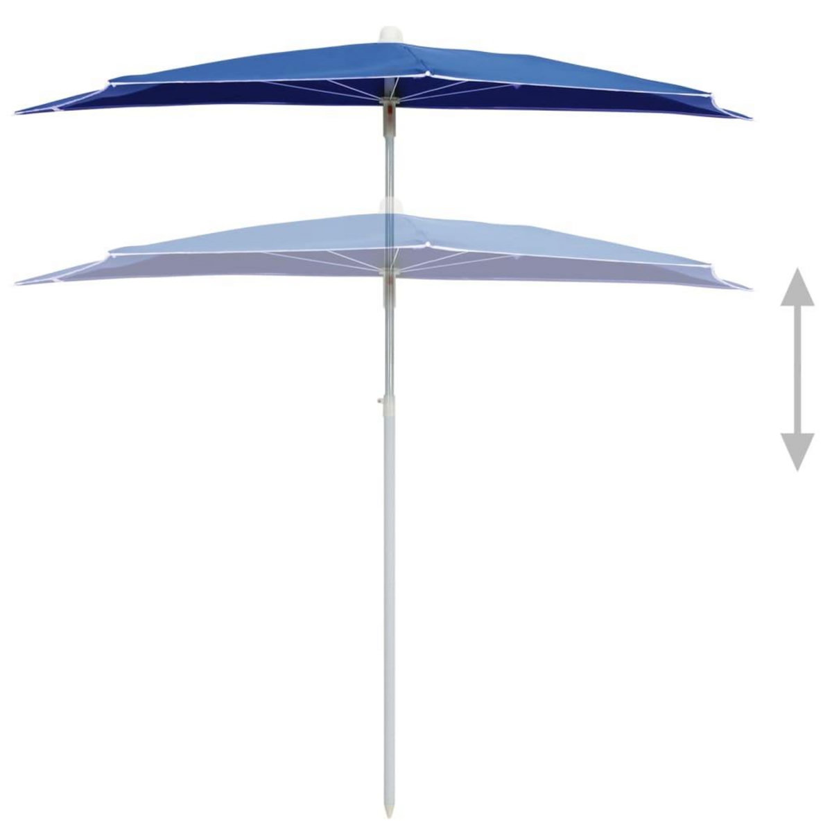 VIDAXL Demi-parasol de jardin avec mat 180x90 cm bleu azure