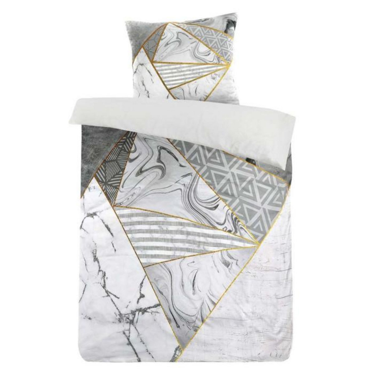 Paris Prix Parure de Lit 2 Pièces  Bavaria  140x200cm Gris & Or