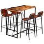 Voir la diapositive 1 : VIDAXL Ensemble de bar 5 pcs Bois massif recycle et cuir de chevre