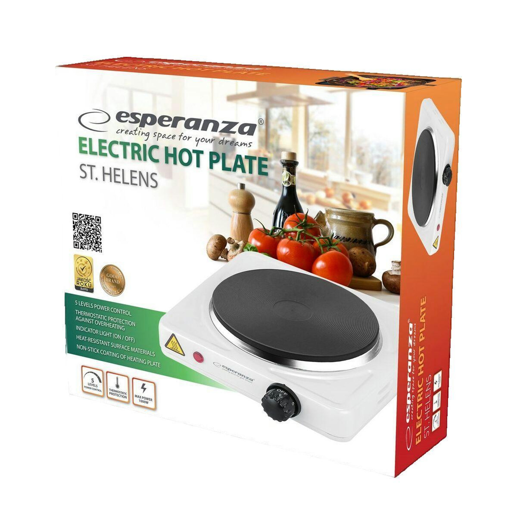 Voir la diapositive 2 : ESPERANZA Cuisinière électrique Esperanza EKH013W blanche 1000 W