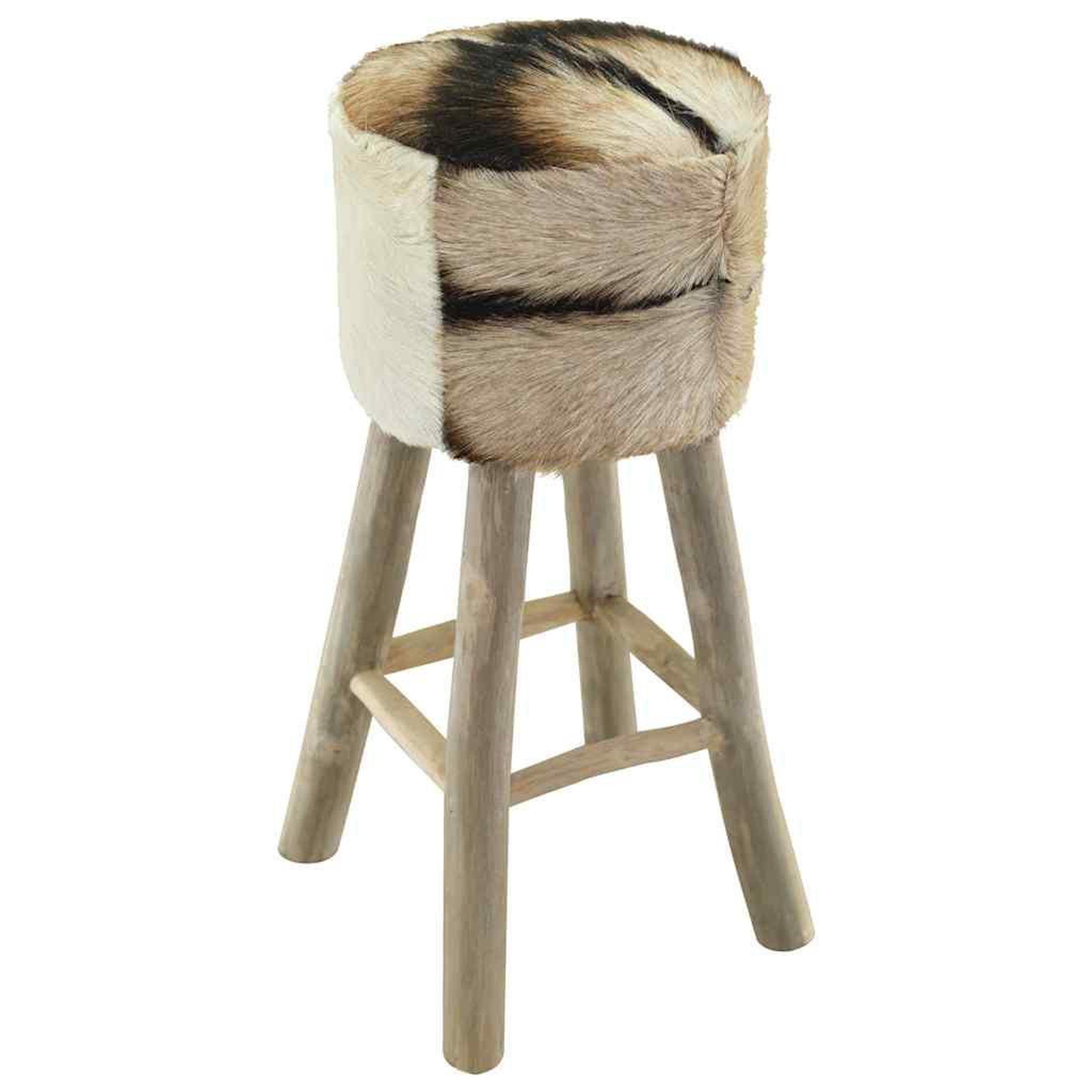 Voir la diapositive 5 : VIDAXL Tabouret de bar cuir de chevre et bois de teck solide