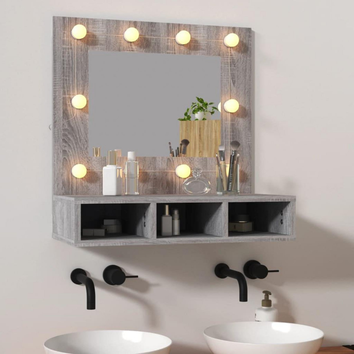 VIDAXL Armoire a miroir avec LED Sonoma gris 60x31,5x62 cm