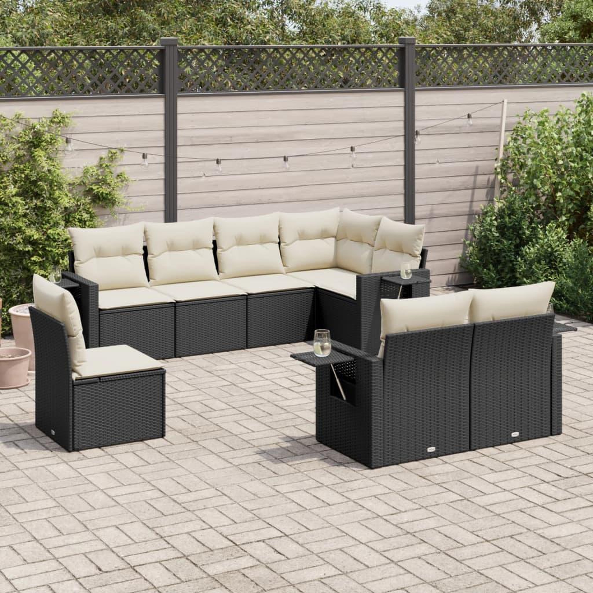 VIDAXL Salon de jardin 8 pcs avec coussins noir resine tressee