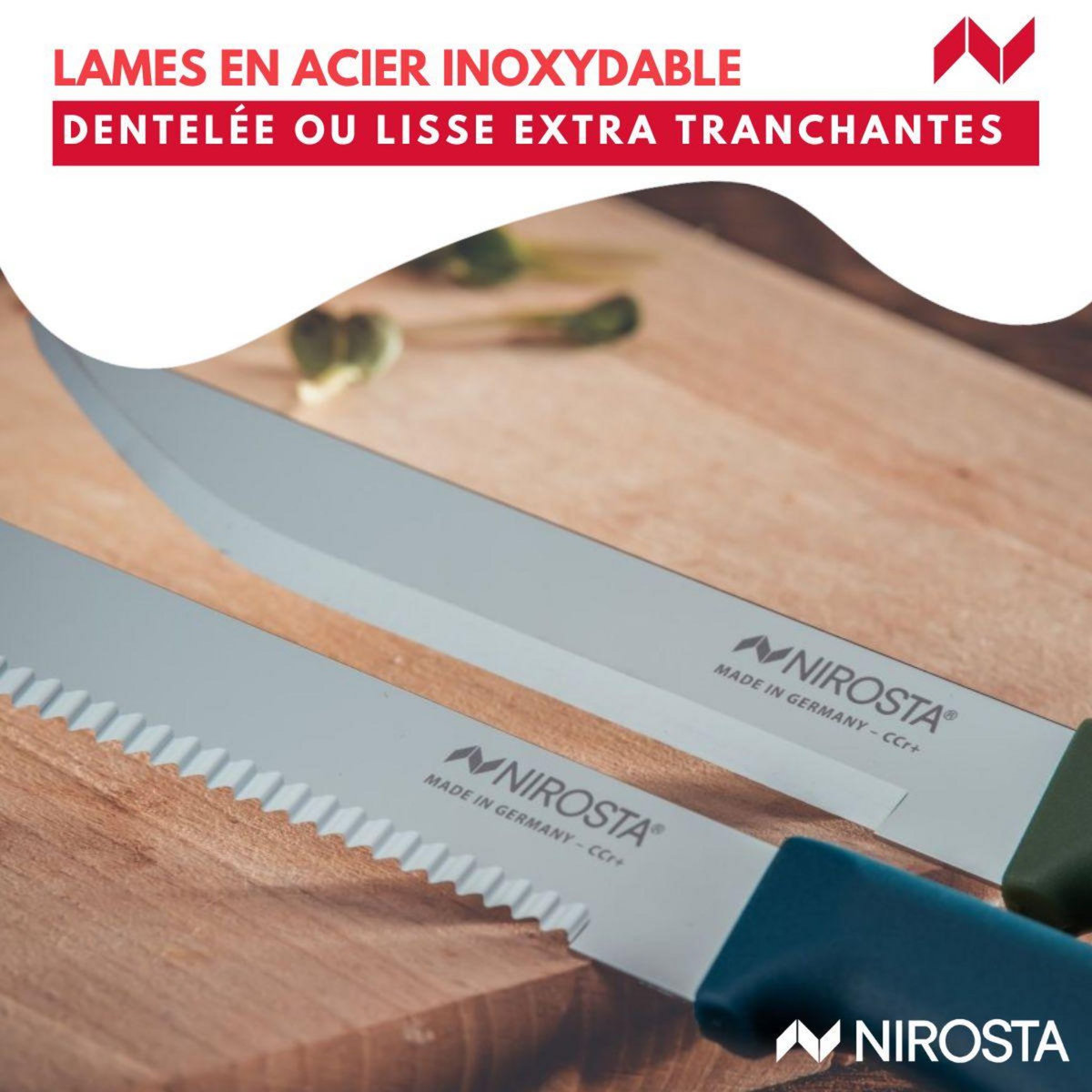 NIROSTA Set de 2 couteaux d'office et à petit déjeuner 22,5 cm Nirosta Elemental