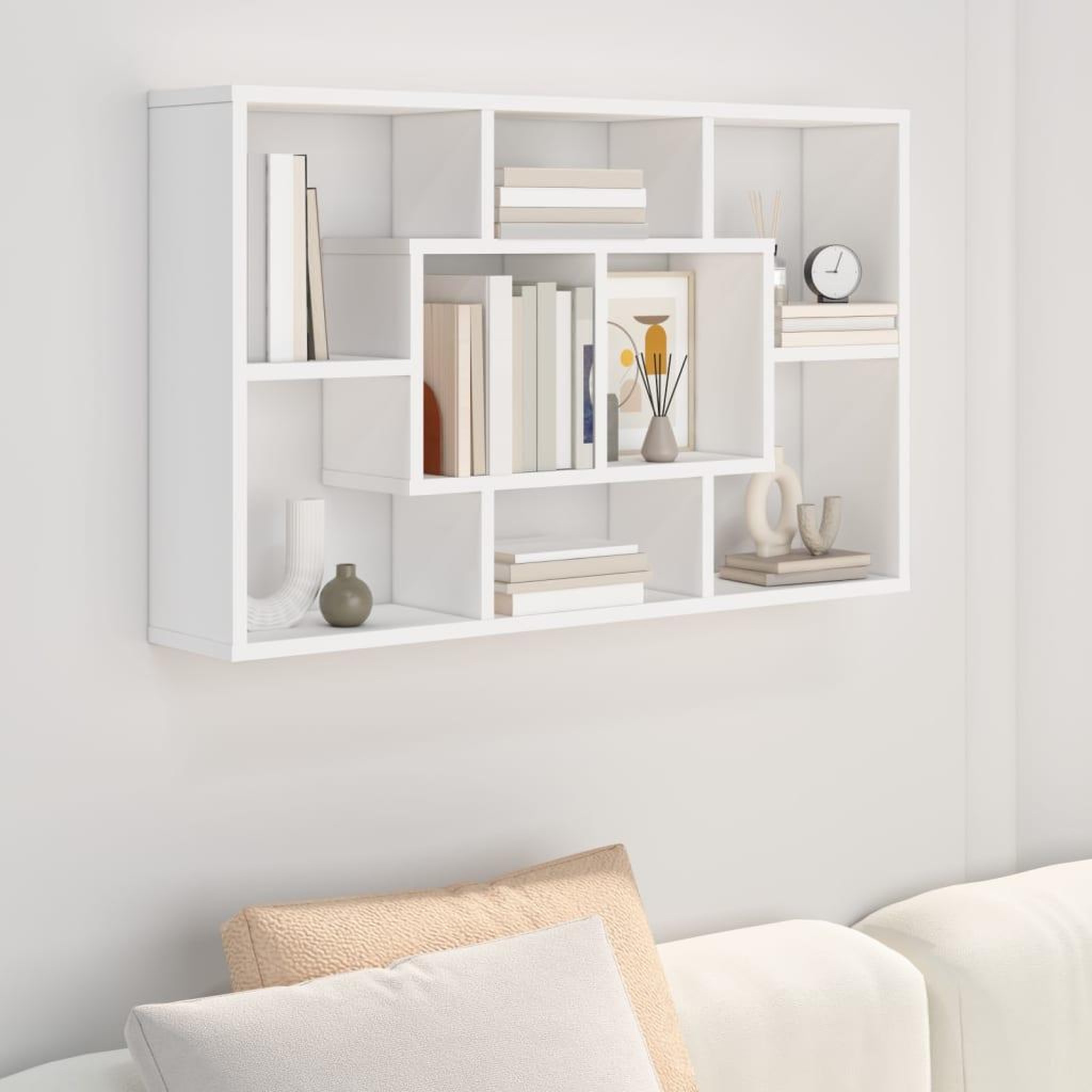 Voir la diapositive 1 : VIDAXL Etagere murale blanc 85x16x52,5 cm bois d'ingenierie