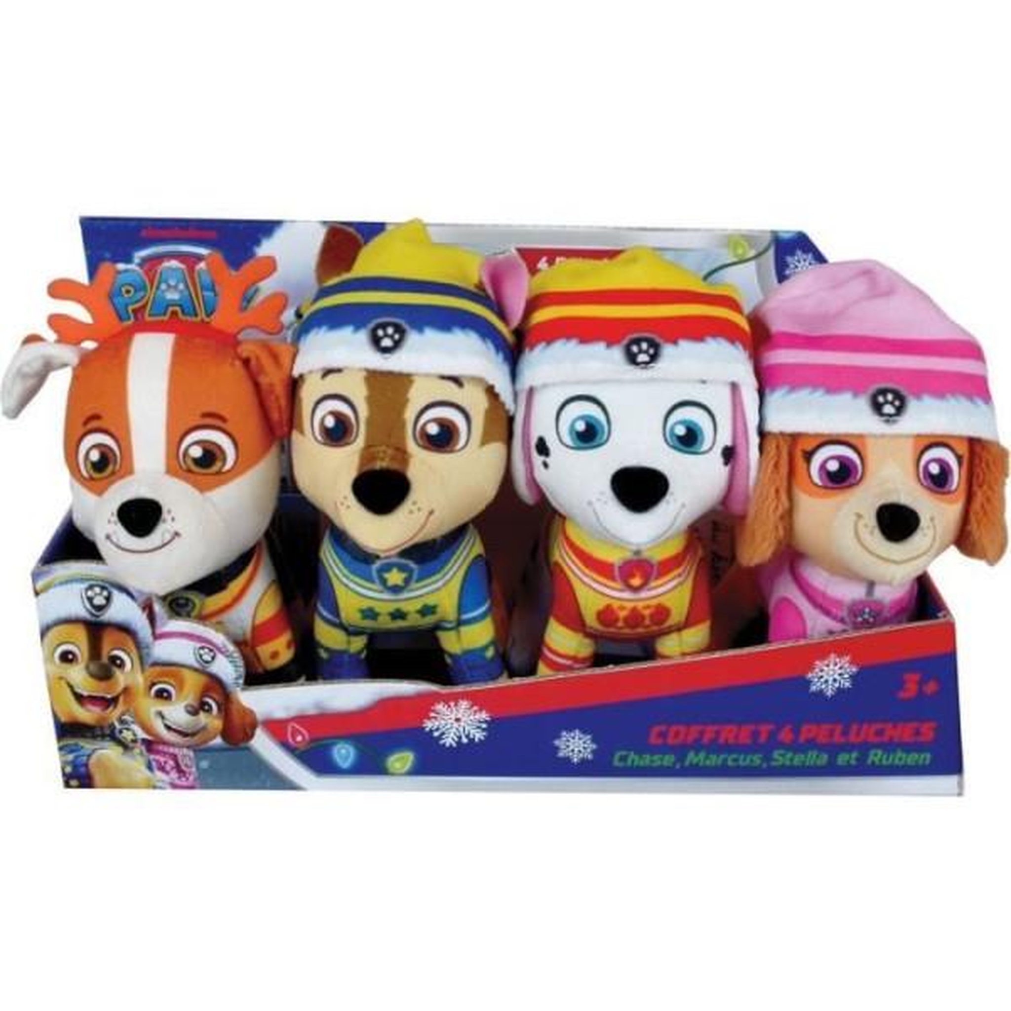 JEMINI Coffret 4 peluches - JEMINI - PAT'PATROUILLE - Chase, Marcus, Ruben et Stella - +/- 12 cm