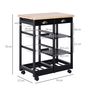 Voir la diapositive 3 : HOMCOM Chariot de service desserte de cuisine à roulettes multi-rangements 74L x 37l x 76H cm plateau bois massif pin châssis MDF