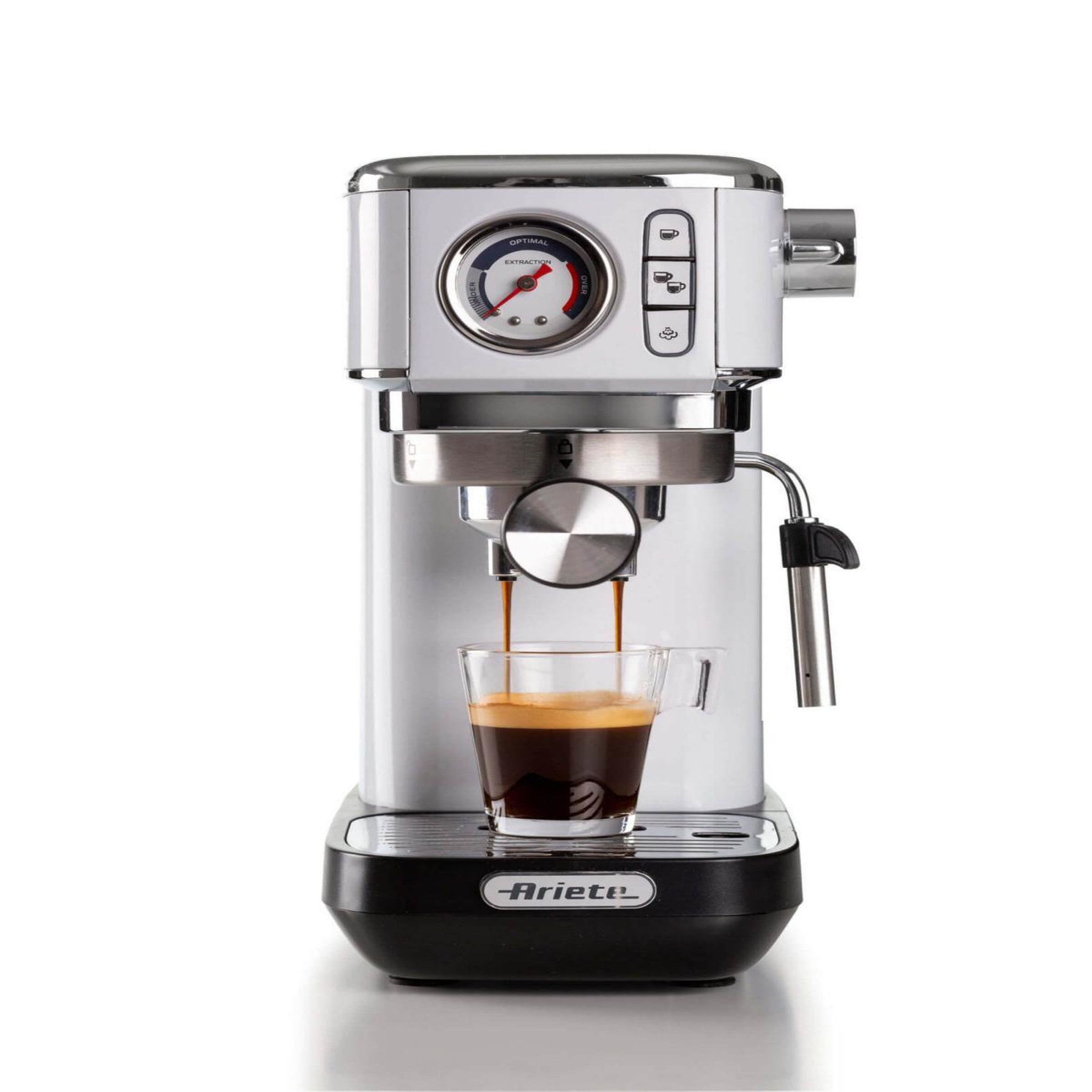 Voir la diapositive 3 : ARIETE Machine à café expresso en métal ariete 1381 avec manomètre en métal blanc
