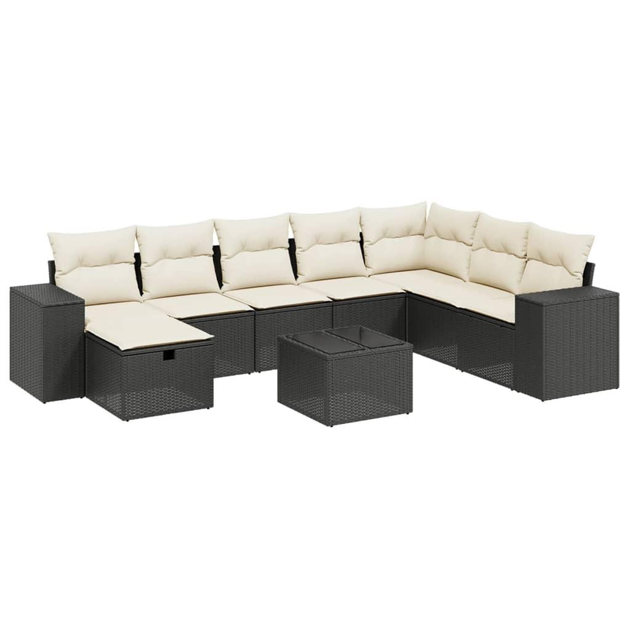 Voir la diapositive 2 : VIDAXL Salon de jardin 9 pcs avec coussins noir resine tressee