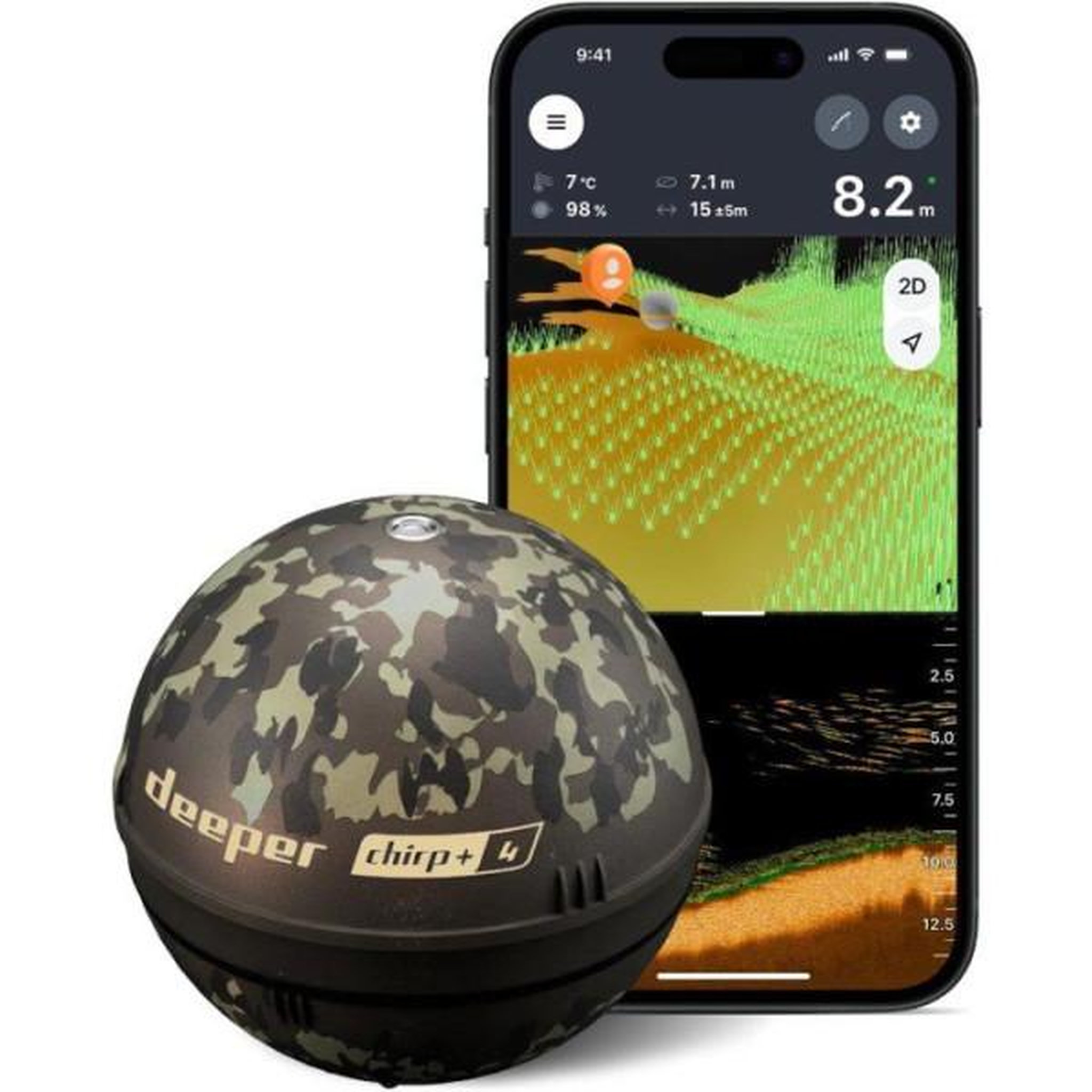 DEEPER Sondeur lançable - DEEPER - CHIRP+ 4 - GPS - IA - 3 faisceaux CHIRP - portée 120 m