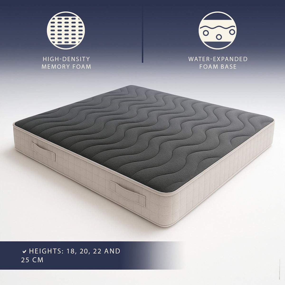 THE WHITE STONE Matelas 80x190 cm en Mémoire de Forme 9 Zones | Hauteur 25 cm | Orthopédique, Respirant & Hypoallergénique | Revêtement Anti-acariens & Antibactérien