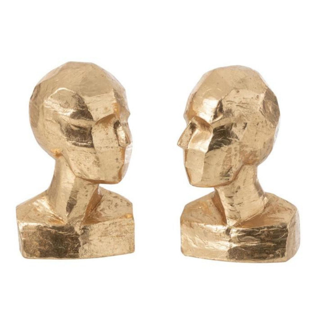 Paris Prix Lot de 2 Serre-Livres  Tête Géométrique  20cm Or