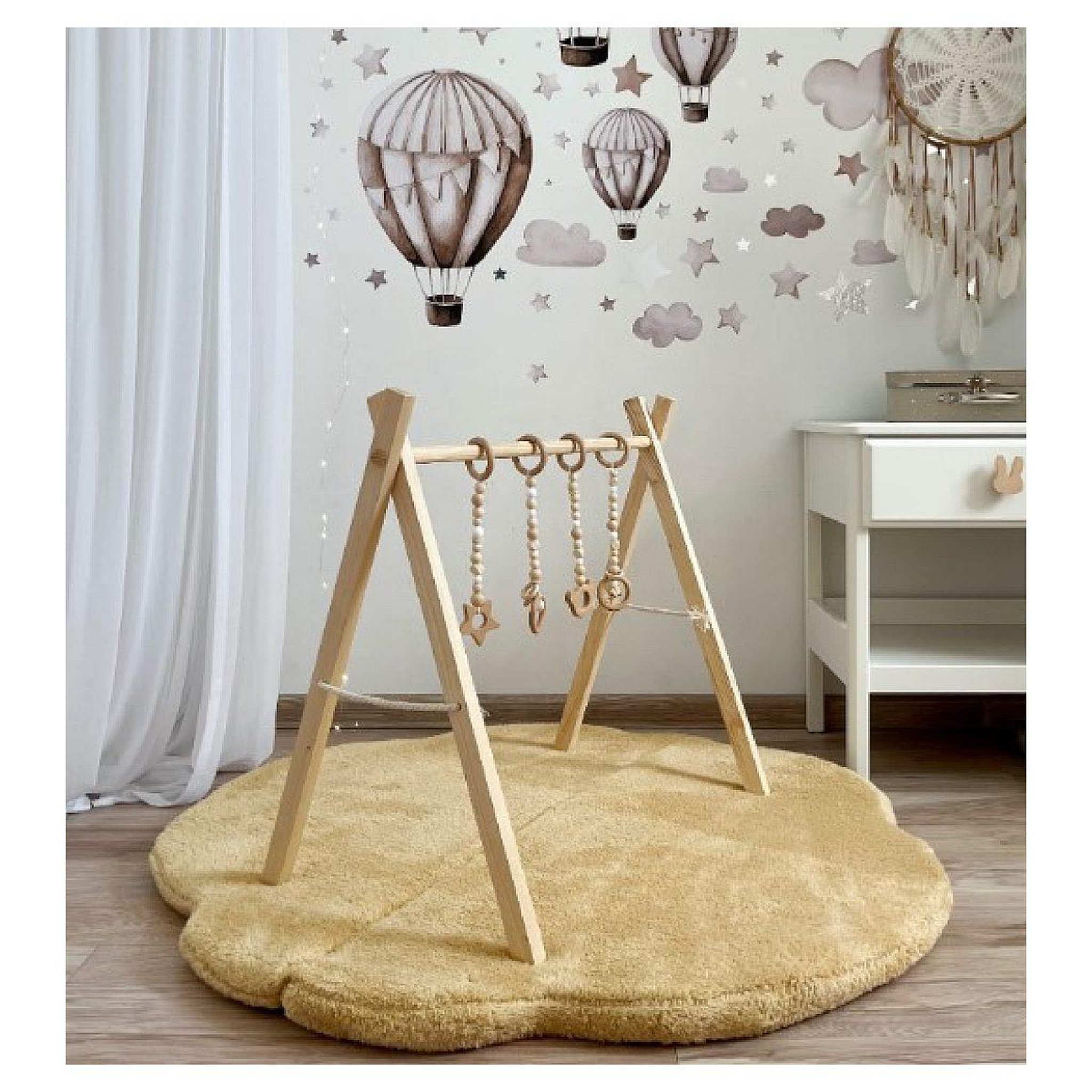 Voir la diapositive 2 : MONIO FOR KIDS Tapis de jeu nuage en peluche moutarde
