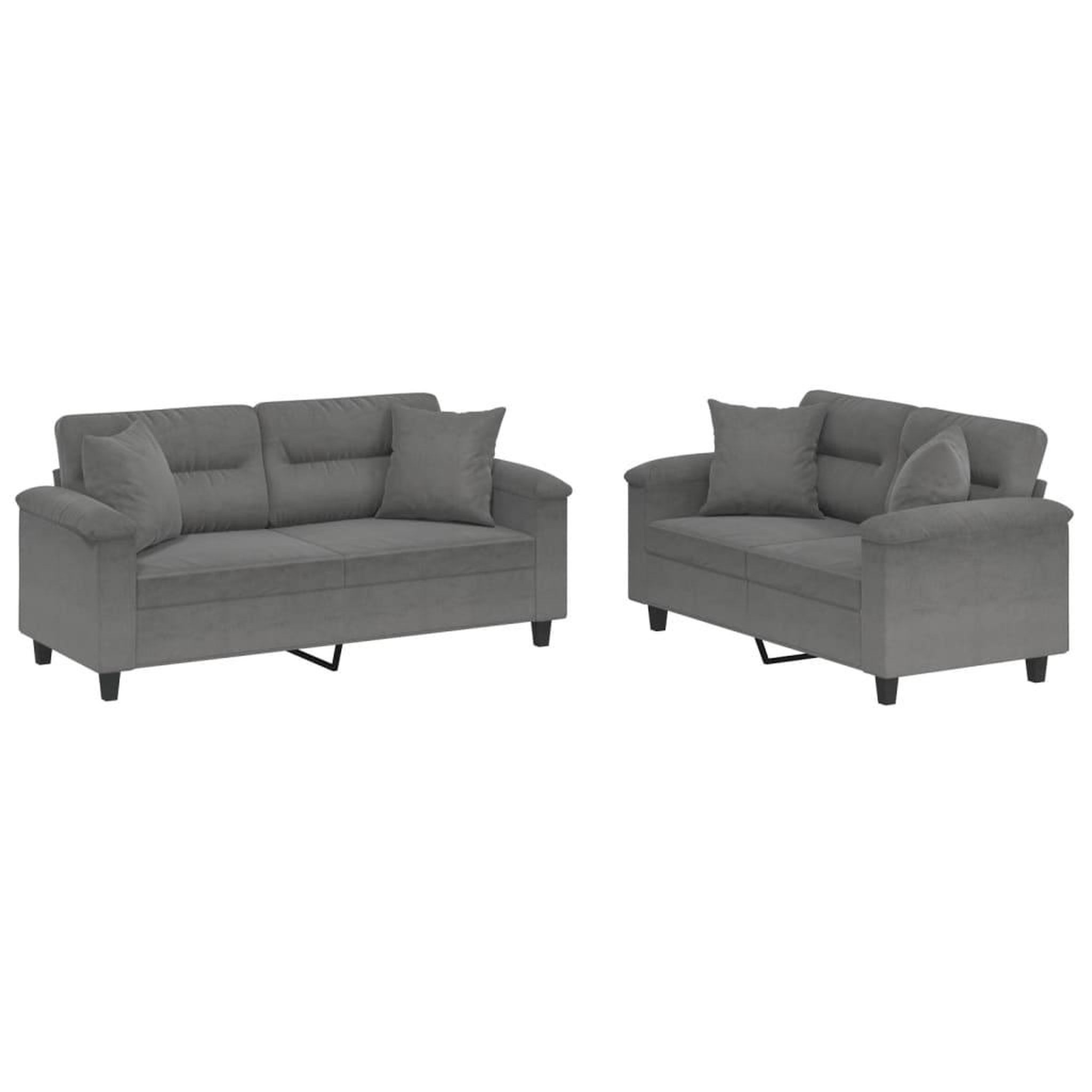 Voir la diapositive 2 : VIDAXL Ensemble de canapes 2 pcs coussins Gris fonce Tissu microfibre