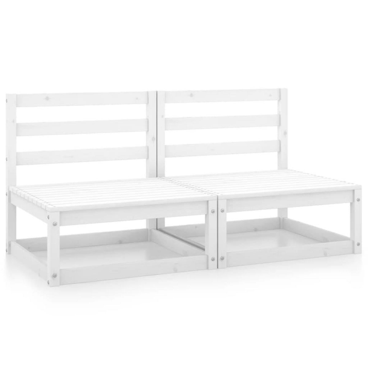 VIDAXL Canapes centraux de jardin 2 pcs blanc bois de pin massif