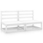 VIDAXL Canapes centraux de jardin 2 pcs blanc bois de pin massif