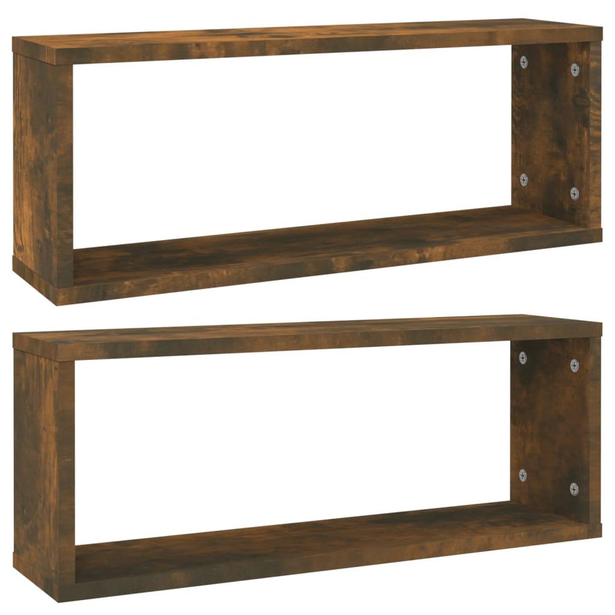 Voir la diapositive 2 : VIDAXL Etageres murales cube 2 pcs Chene fume 60x15x23 cm Bois