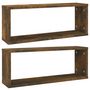 Voir la diapositive 2 : VIDAXL Etageres murales cube 2 pcs Chene fume 60x15x23 cm Bois