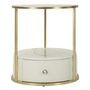 Voir la diapositive 2 : Paris Prix Table de Chevet Effet Marbre  Sharon  48cm Blanc & Or