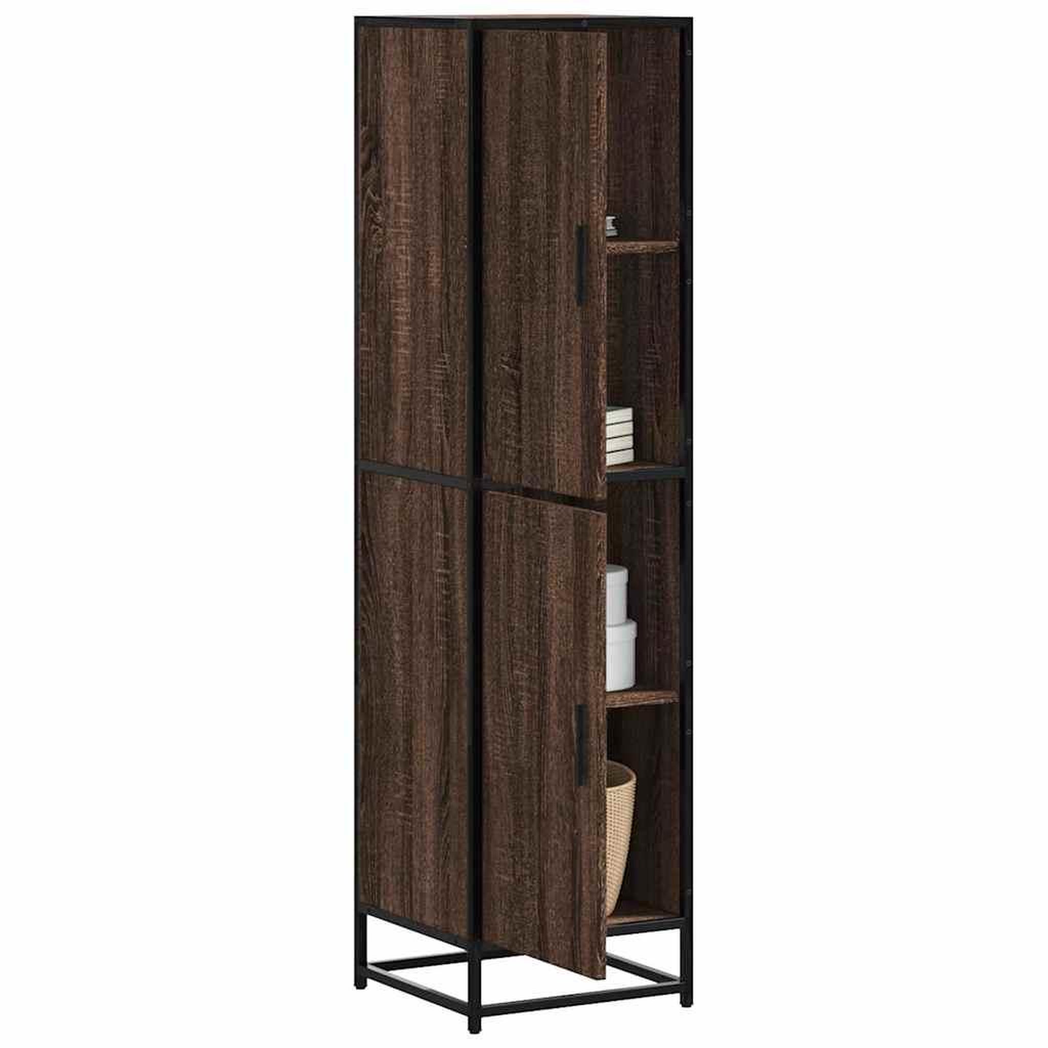 VIDAXL Buffet haut chene marron 35,5x35x139 cm bois d'ingenierie metal