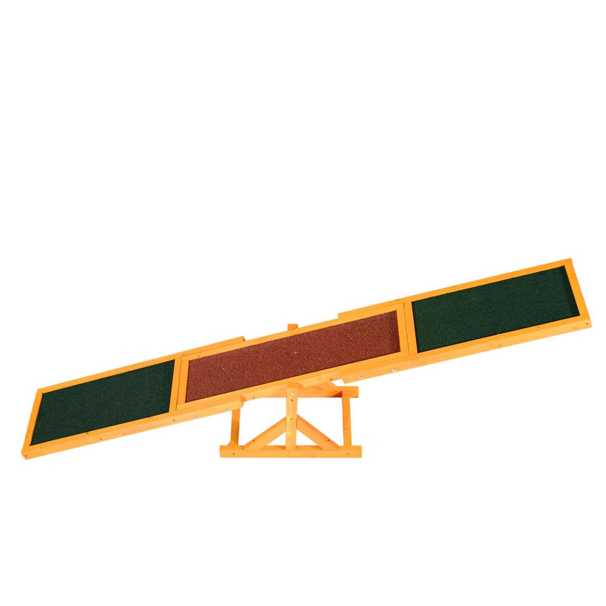 PAWHUT Agility sport pour chien bascule - bascule pour chien - équipement entrainement chien - bois sapin pré-huilé feutre bitumé antidérapant brique vert