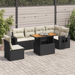 VIDAXL Salon de jardin 7 pcs avec coussins noir resine tressee
