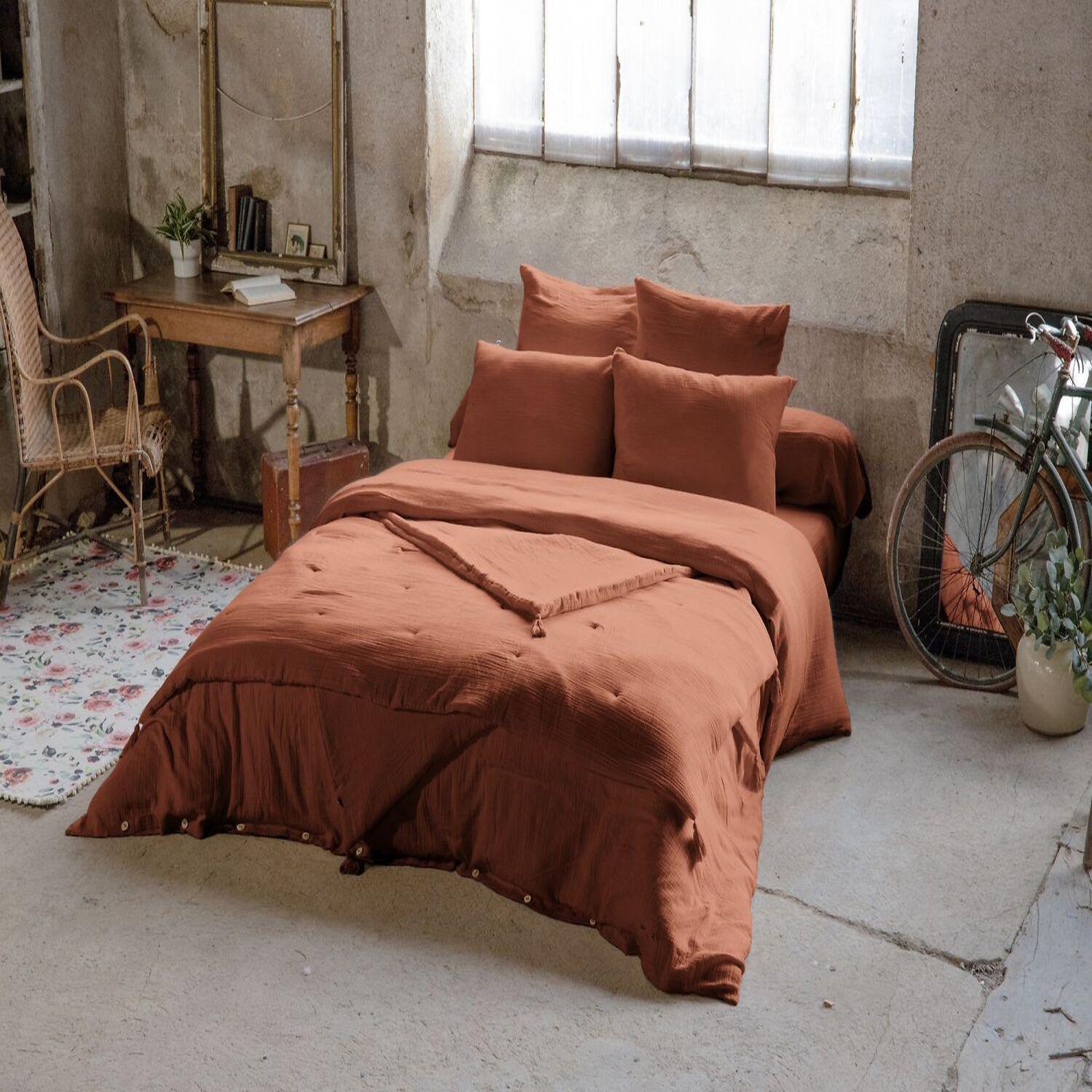 Voir la diapositive 2 : Home collection Taie d'oreiller 100% gaze de coton