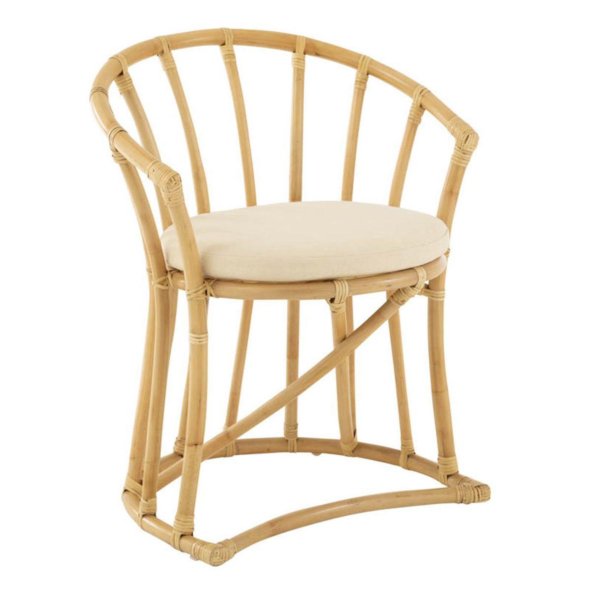 Voir la diapositive 1 : J-LINE Chaise Rotin & Coussin  Howard  70cm Naturel