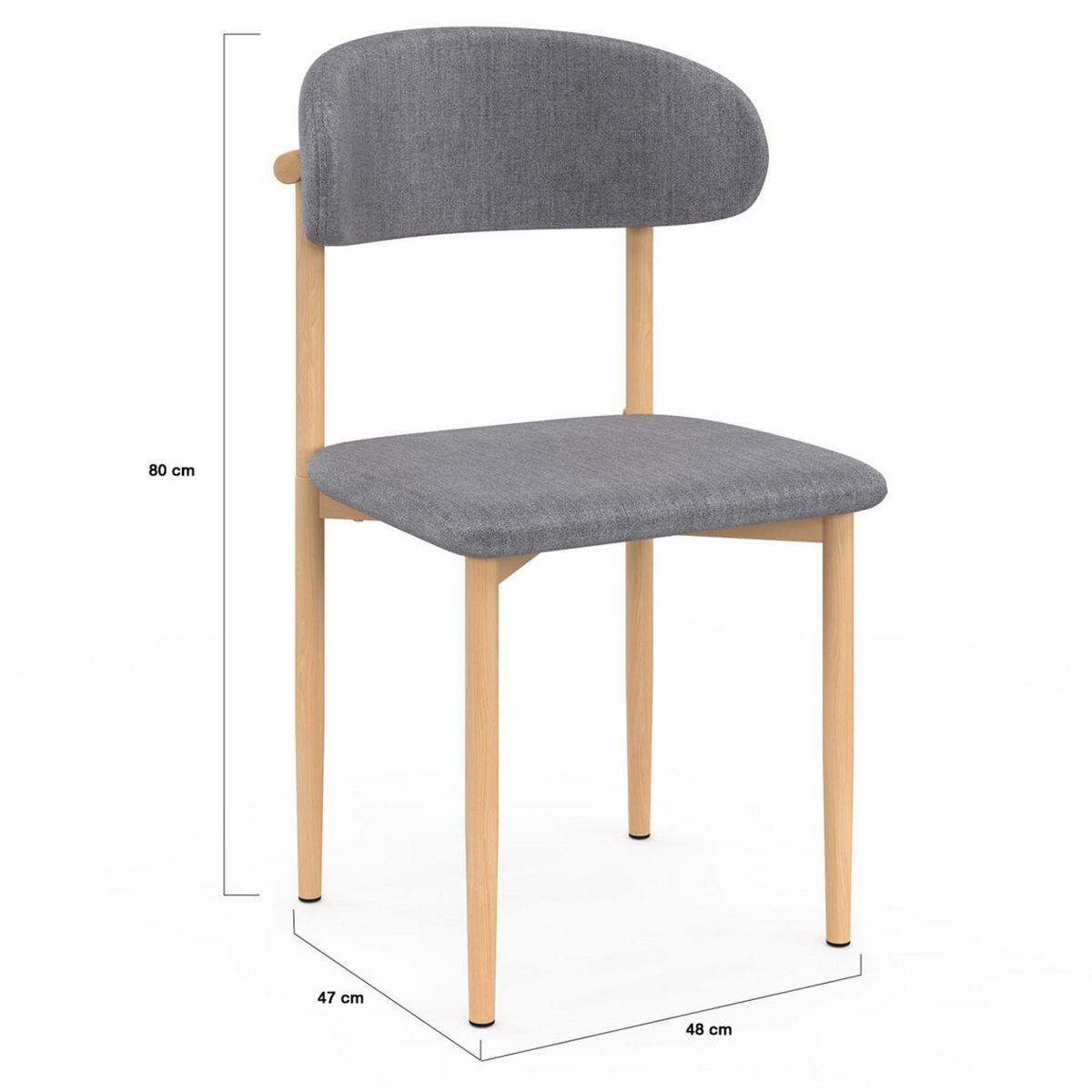 ID MARKET Lot de 6 chaises scandinaves CELESTINE en tissu gris clair effet chiné pour salle à manger